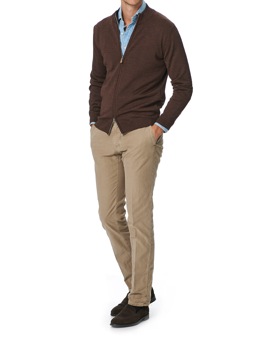 Homme | Pulls Et Tricots | Stenströms | Merino Full Zip Brown