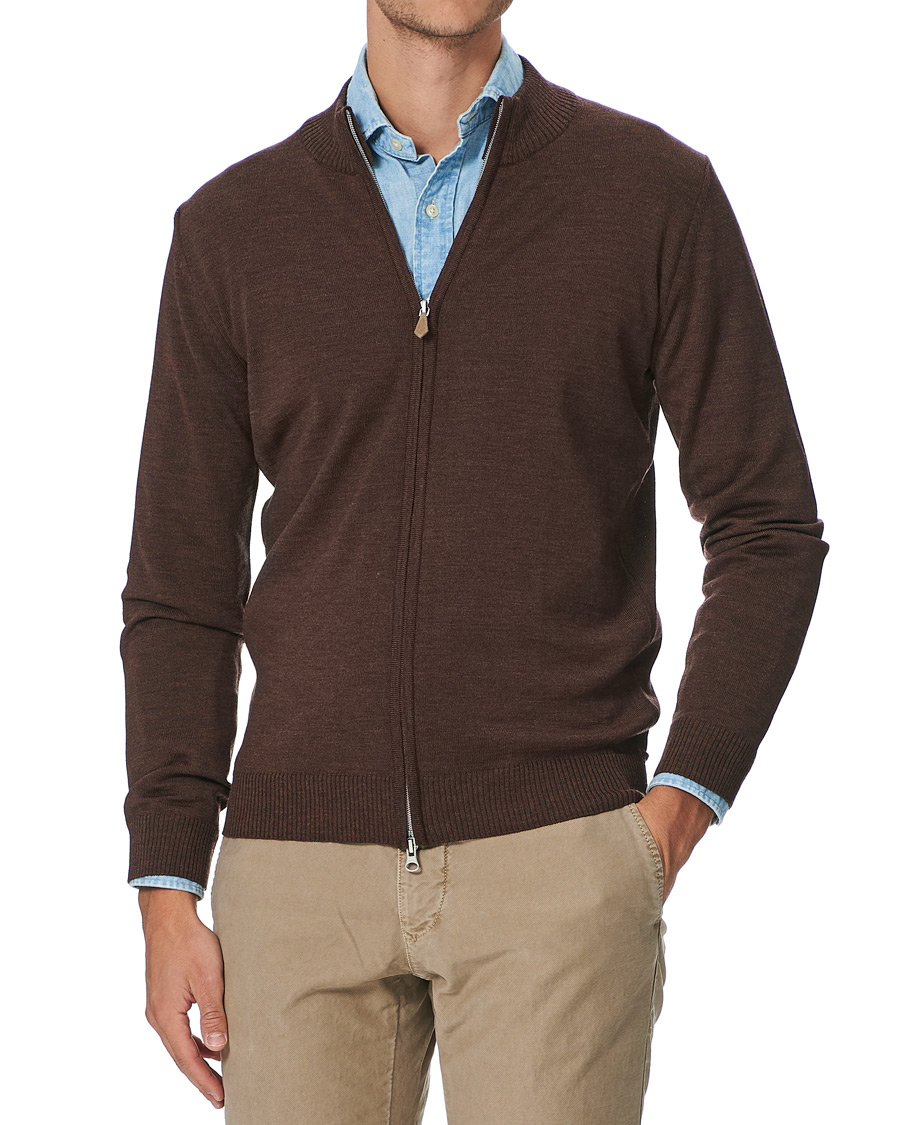 Homme | Pulls Et Tricots | Stenströms | Merino Full Zip Brown