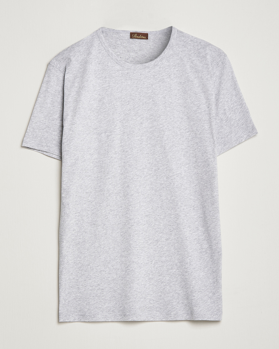Homme | T-shirts | Stenströms | Solid Cotton T-Shirt Grey Melange