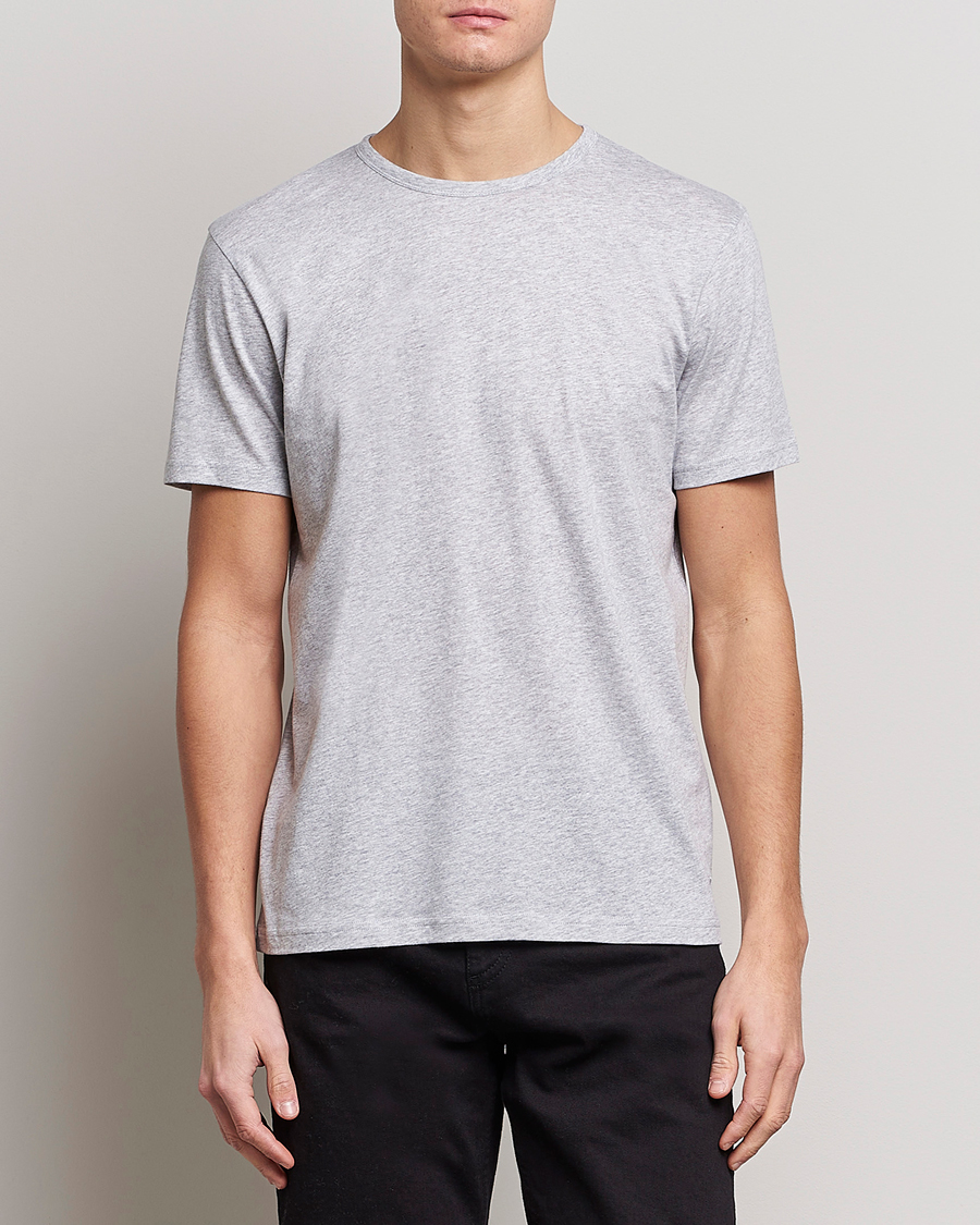 Homme | T-shirts | Stenströms | Solid Cotton T-Shirt Grey Melange