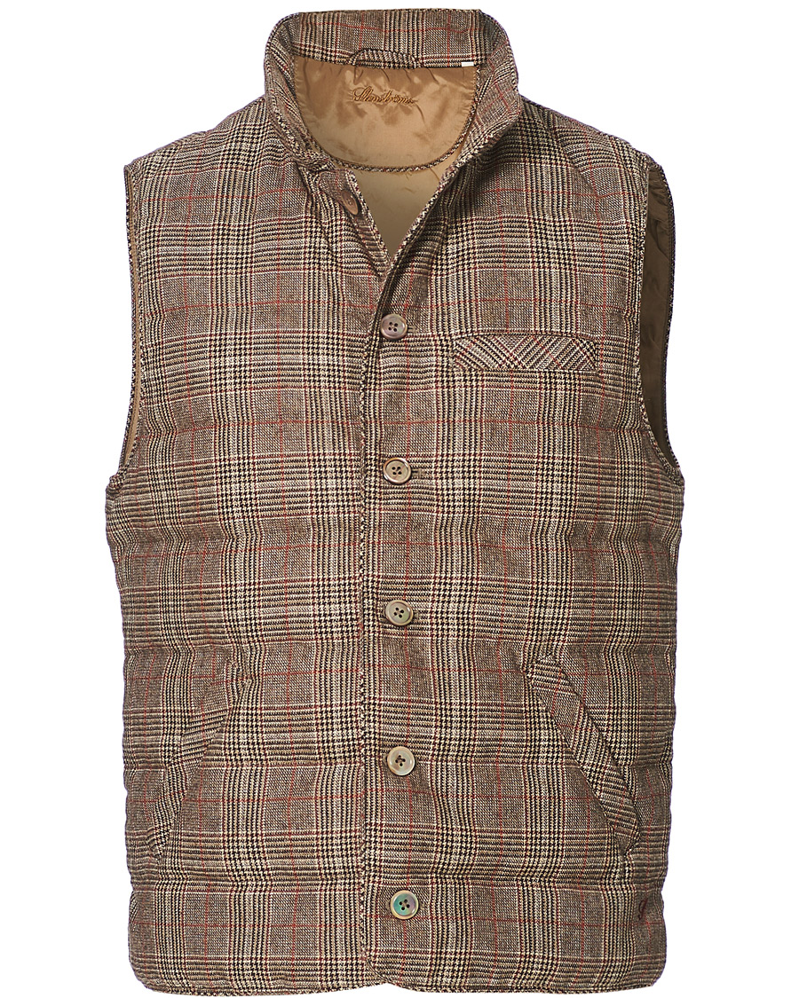 Homme | Manteaux Et Vestes | Stenströms | Quilted Check Wool Vest Brown