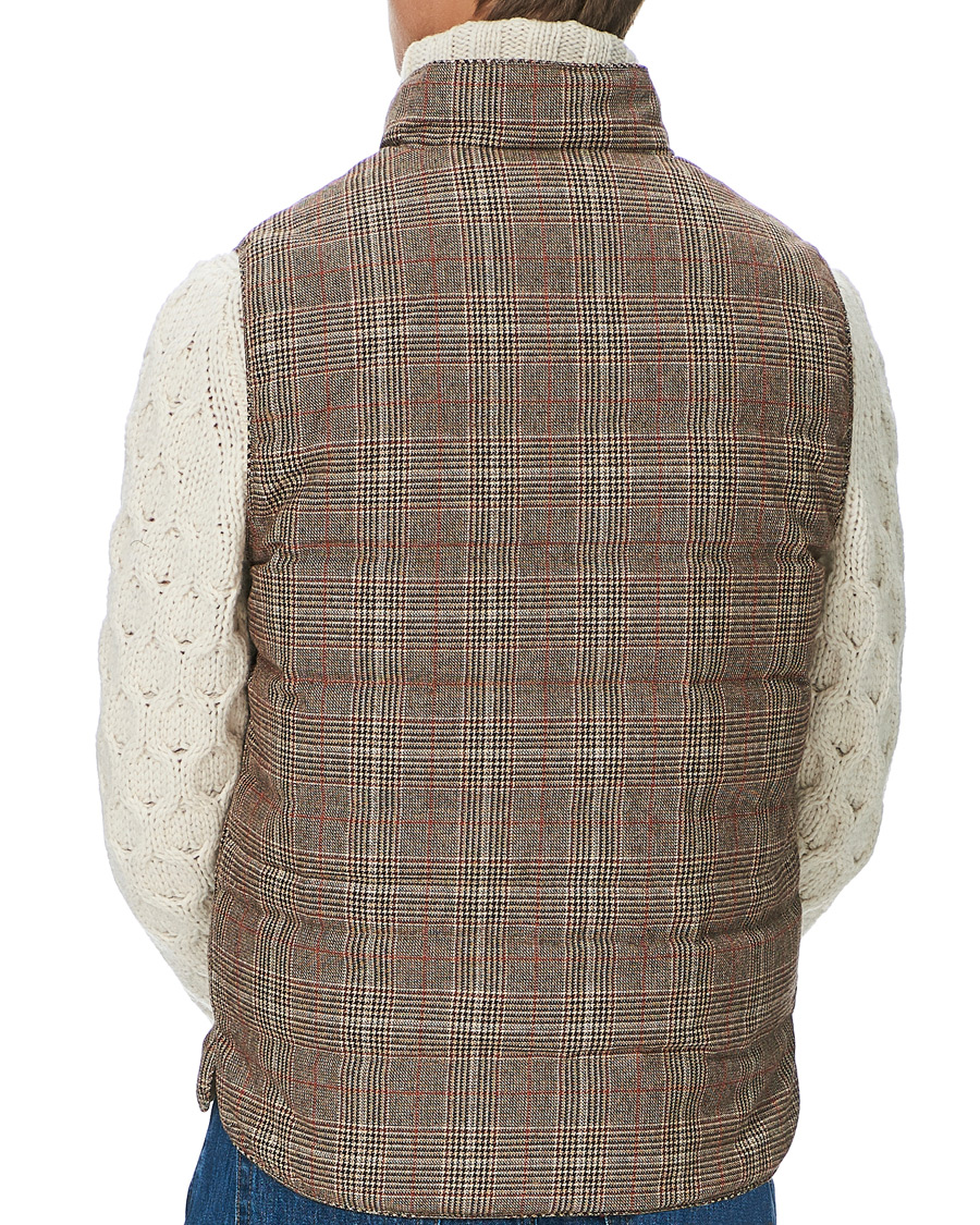 Homme | Manteaux Et Vestes | Stenströms | Quilted Check Wool Vest Brown