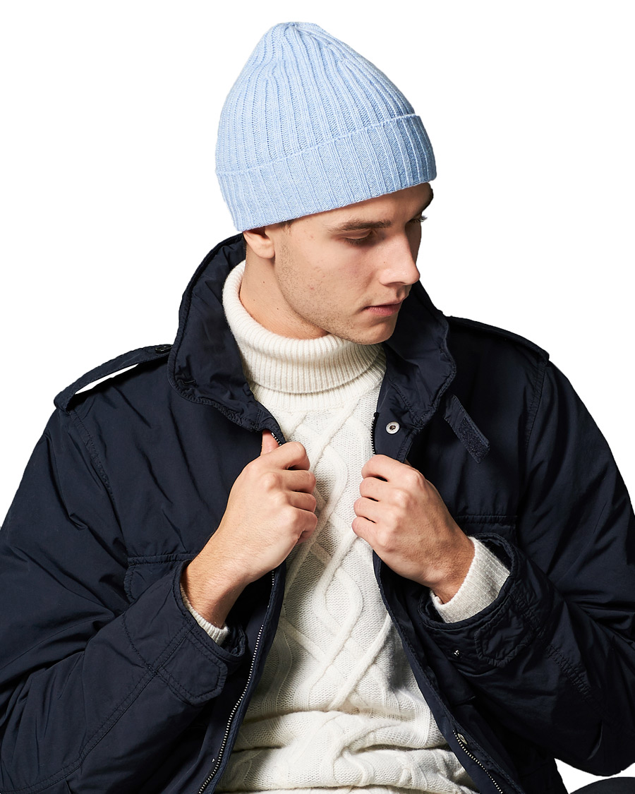 Homme | Stenströms Ribbed Cashmere Hat Light Blue | Stenströms | Ribbed Cashmere Hat Light Blue