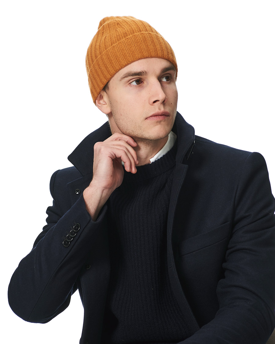 Homme | Stenströms Ribbed Cashmere Hat Mustard | Stenströms | Ribbed Cashmere Hat Mustard