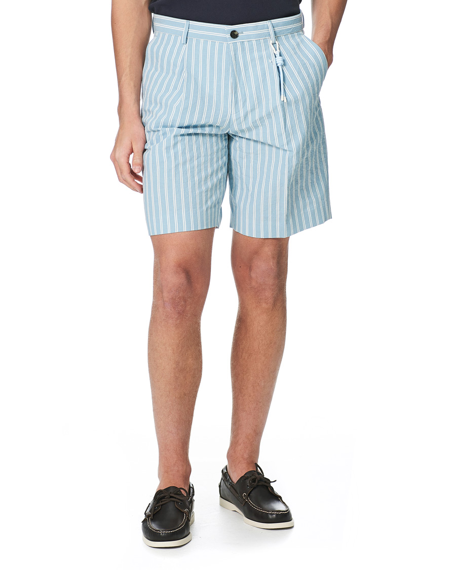 Homme | Shorts | BOSS BLACK | BOSS Pepe Striped Seersucker Shorts Pastel Blue