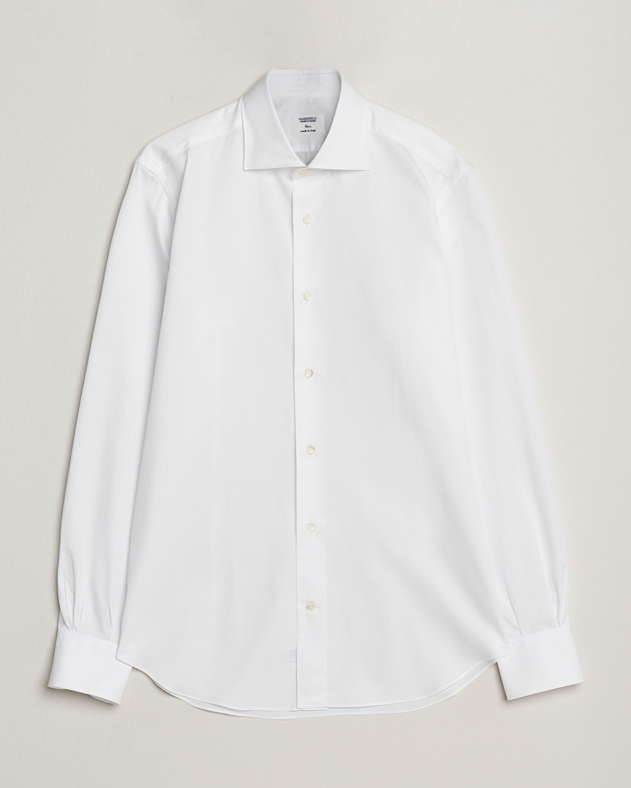 Homme | Chemises | Mazzarelli | Soft Cotton Cut Away Shirt White
