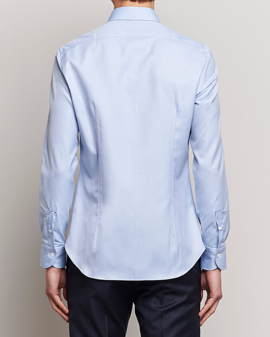 Homme | Chemises | Mazzarelli | Soft Cotton Cut Away Shirt Light Blue
