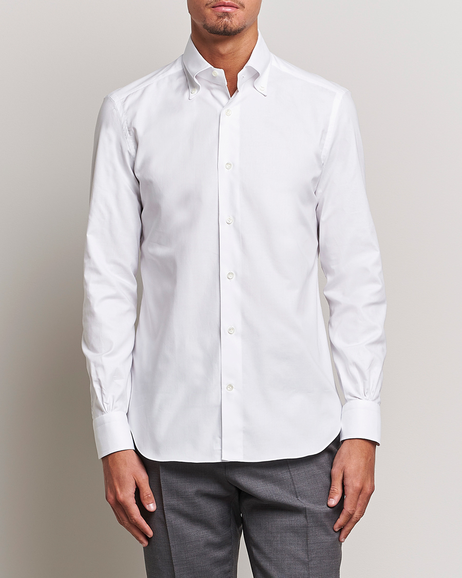 Homme | Chemises | Mazzarelli | Soft Oxford Button Down Shirt White