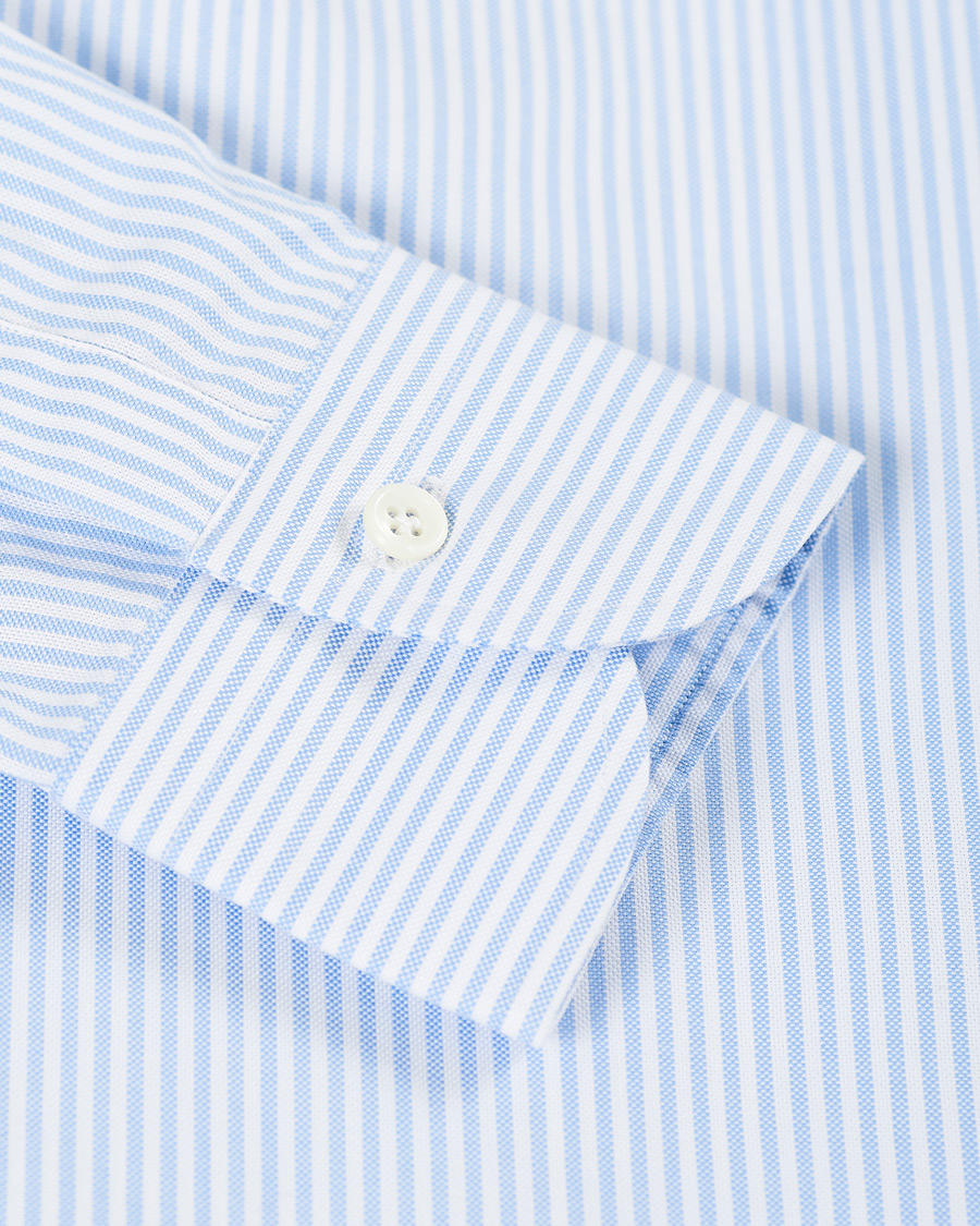 Homme | Chemises | Mazzarelli | Soft Button Down Stripe Oxford Shirt Light Blue