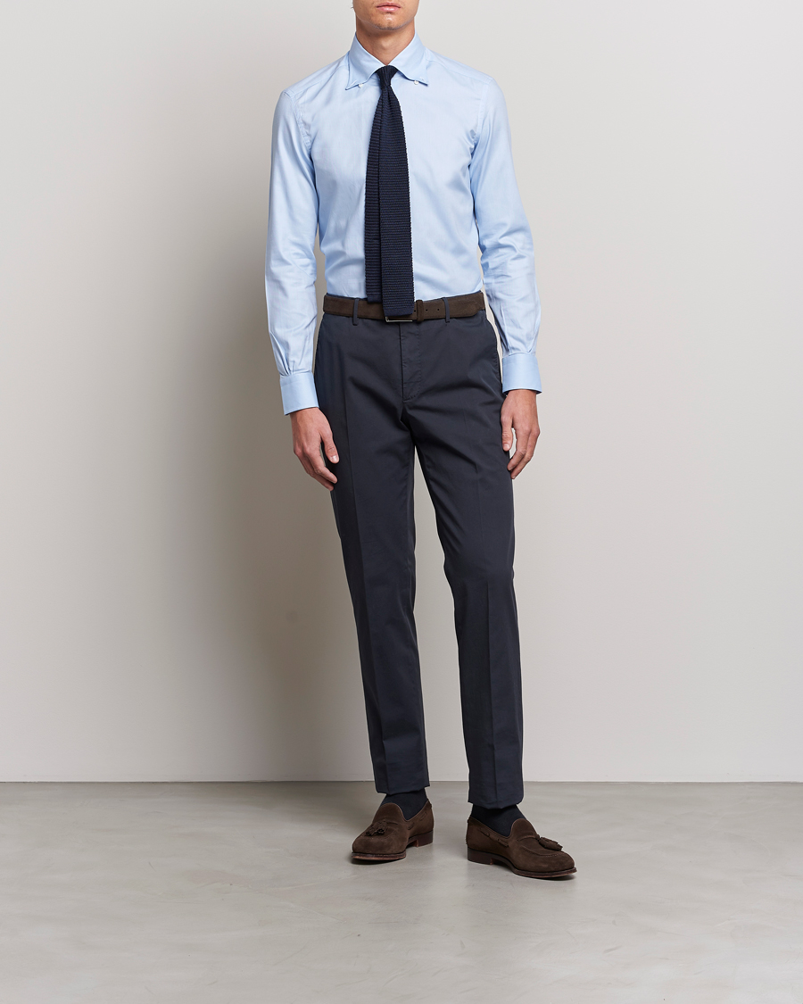 Homme | Chemises | Mazzarelli | Soft Oxford Button Down Shirt Light Blue