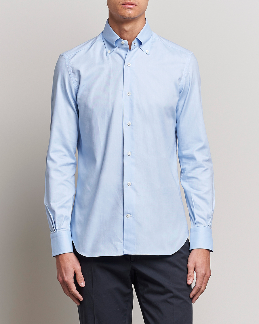 Homme | Chemises | Mazzarelli | Soft Oxford Button Down Shirt Light Blue