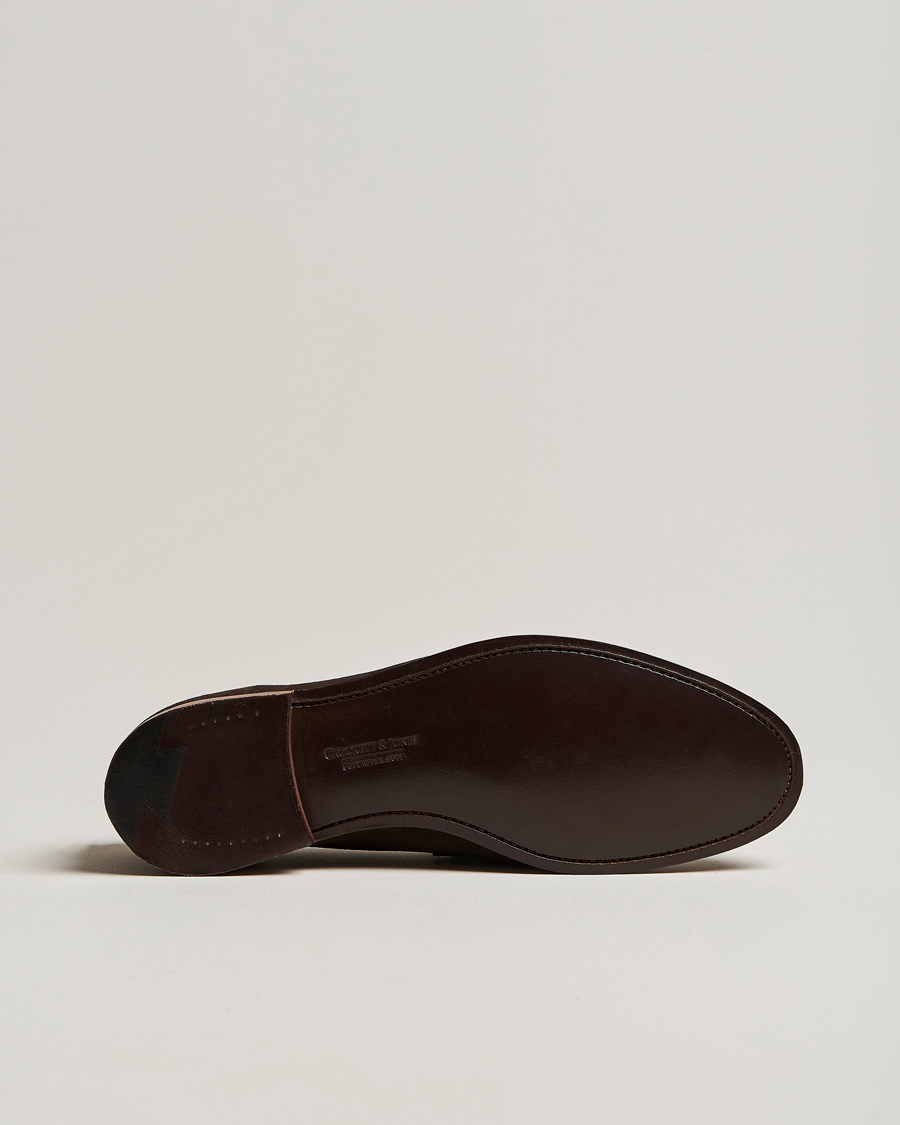 Homme | Crockett & Jones Seaton Unlined Penny Loafer Dark Oak Suede | Crockett & Jones | Seaton Unlined Penny Loafer Dark Oak Suede