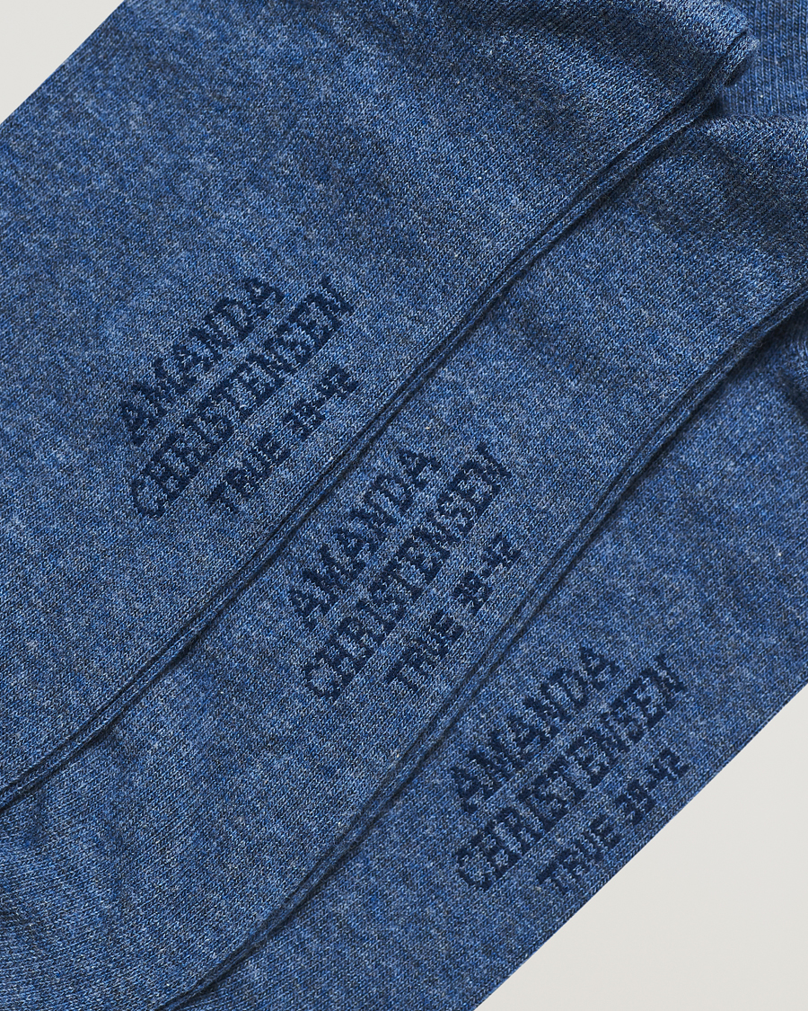 Homme | Chaussettes Quotidiennes | Amanda Christensen | 3-Pack True Cotton Socks Denim Blue