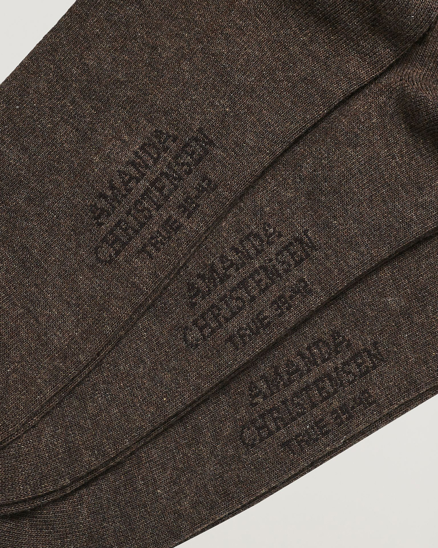 Homme | Chaussettes | Amanda Christensen | 3-Pack True Cotton Socks Brown Melange