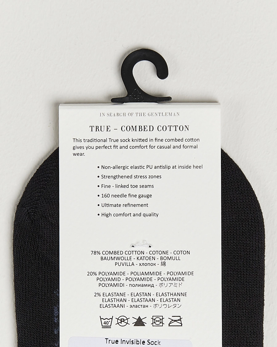 Homme | Vêtements | Amanda Christensen | 3-Pack True Cotton Invisible Socks Black