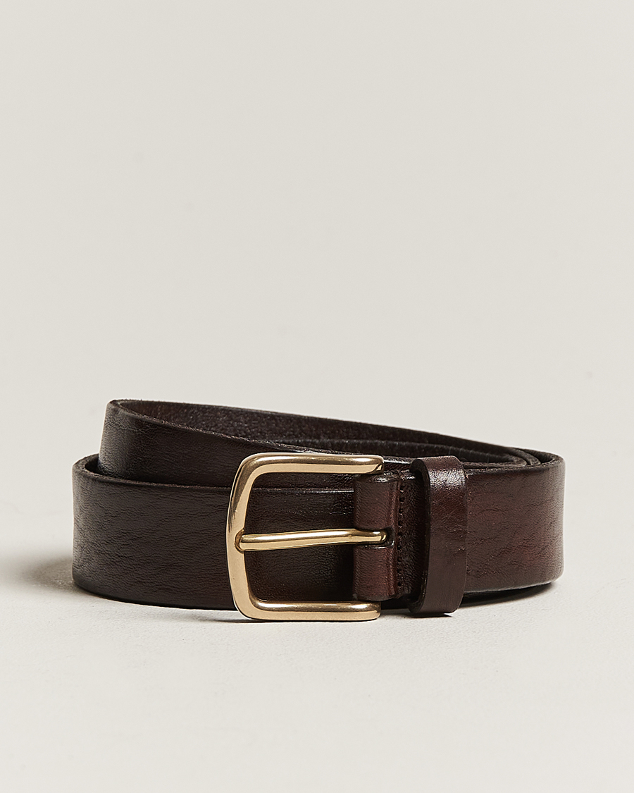 Homme | Ceintures | Anderson's | Leather Belt 3 cm Dark Brown