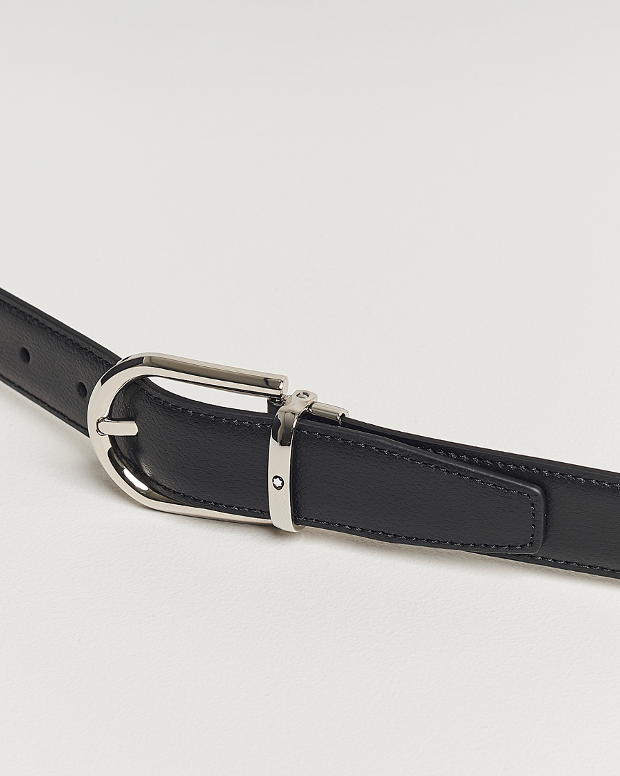 Homme | Montblanc Reversible Horseshoe Leather Belt 30mm Blue/Black Grain | Montblanc | Reversible Horseshoe Leather Belt 30mm Blue/Black Grain