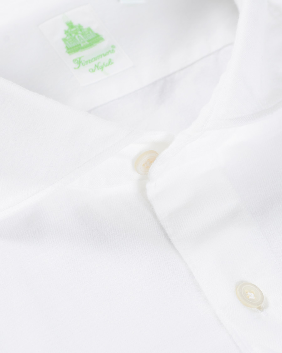 Homme | Chemises | Finamore Napoli | Tokyo Slim Fit Flannel Shirt White