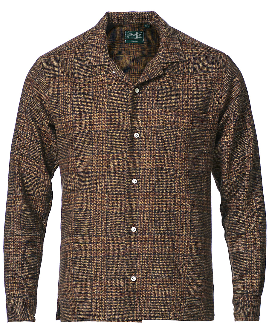 Homme | Chemises | Gitman Vintage | Camp Collar Tweed Check Shirt Brown