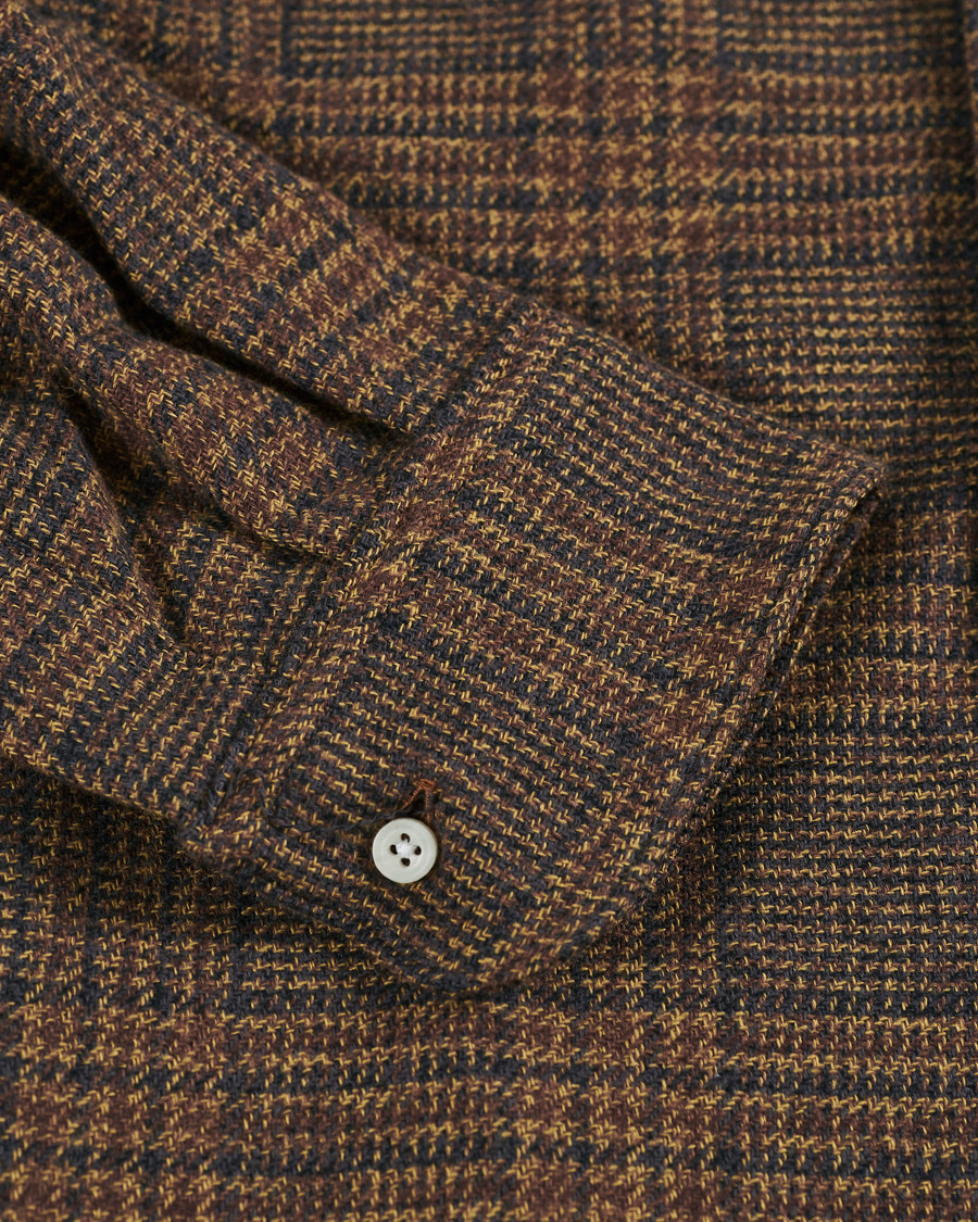 Homme | Chemises | Gitman Vintage | Camp Collar Tweed Check Shirt Brown