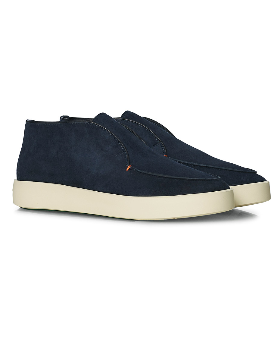 Homme | Santoni Slipper Chukka Boots Navy Suede | Santoni | Slipper Chukka Boots Navy Suede