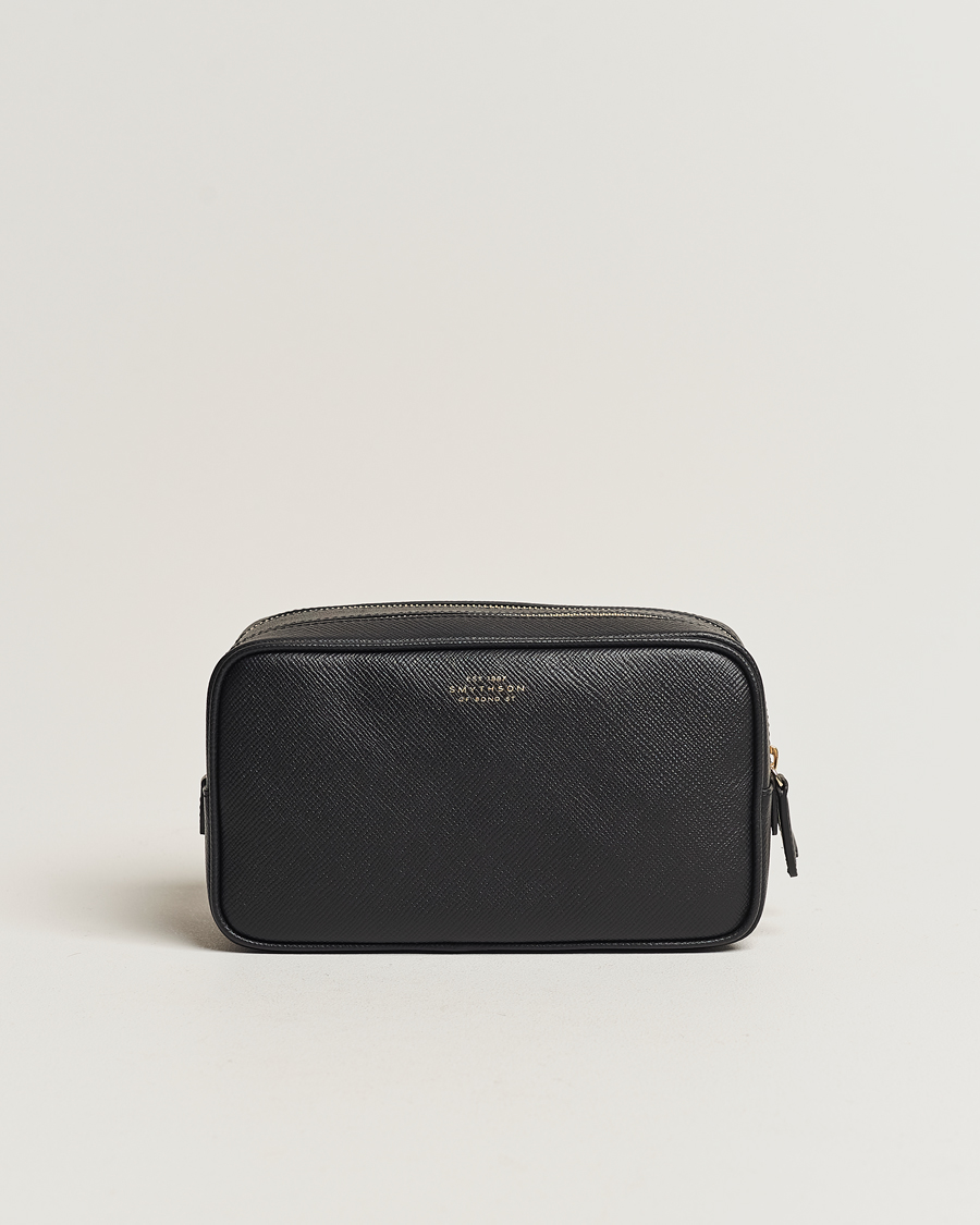 Homme | Sacs | Smythson | Panama Double Zip Washbag Black