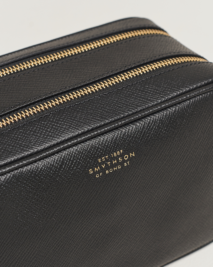 Homme | Sacs | Smythson | Panama Double Zip Washbag Black