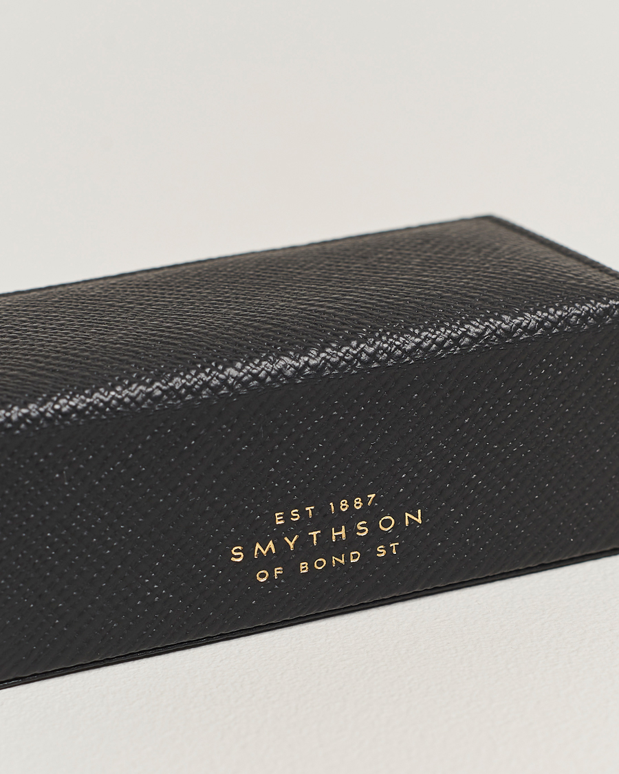 Homme | Smythson Panama Mini Cufflink Box Black | Smythson | Panama Mini Cufflink Box Black