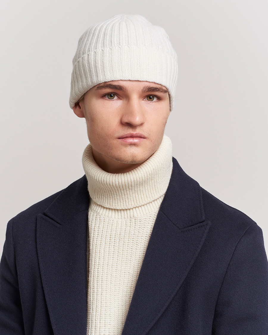 Homme |  | Amanda Christensen | Rib Knitted Cashmere Cap Cream