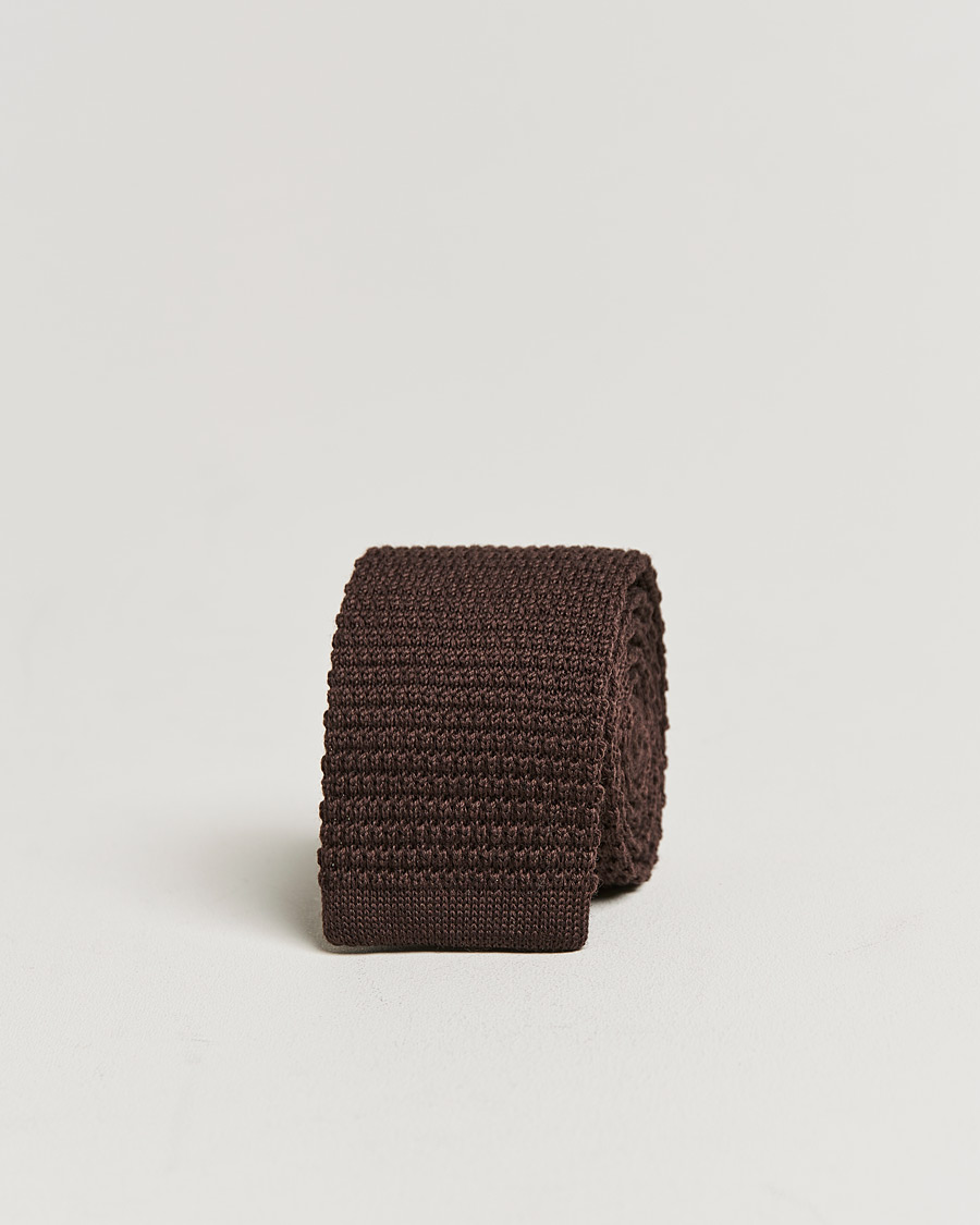 Homme | Amanda Christensen Wool Knitted 6cm Tie Brown | Amanda Christensen | Wool Knitted 6cm Tie Brown