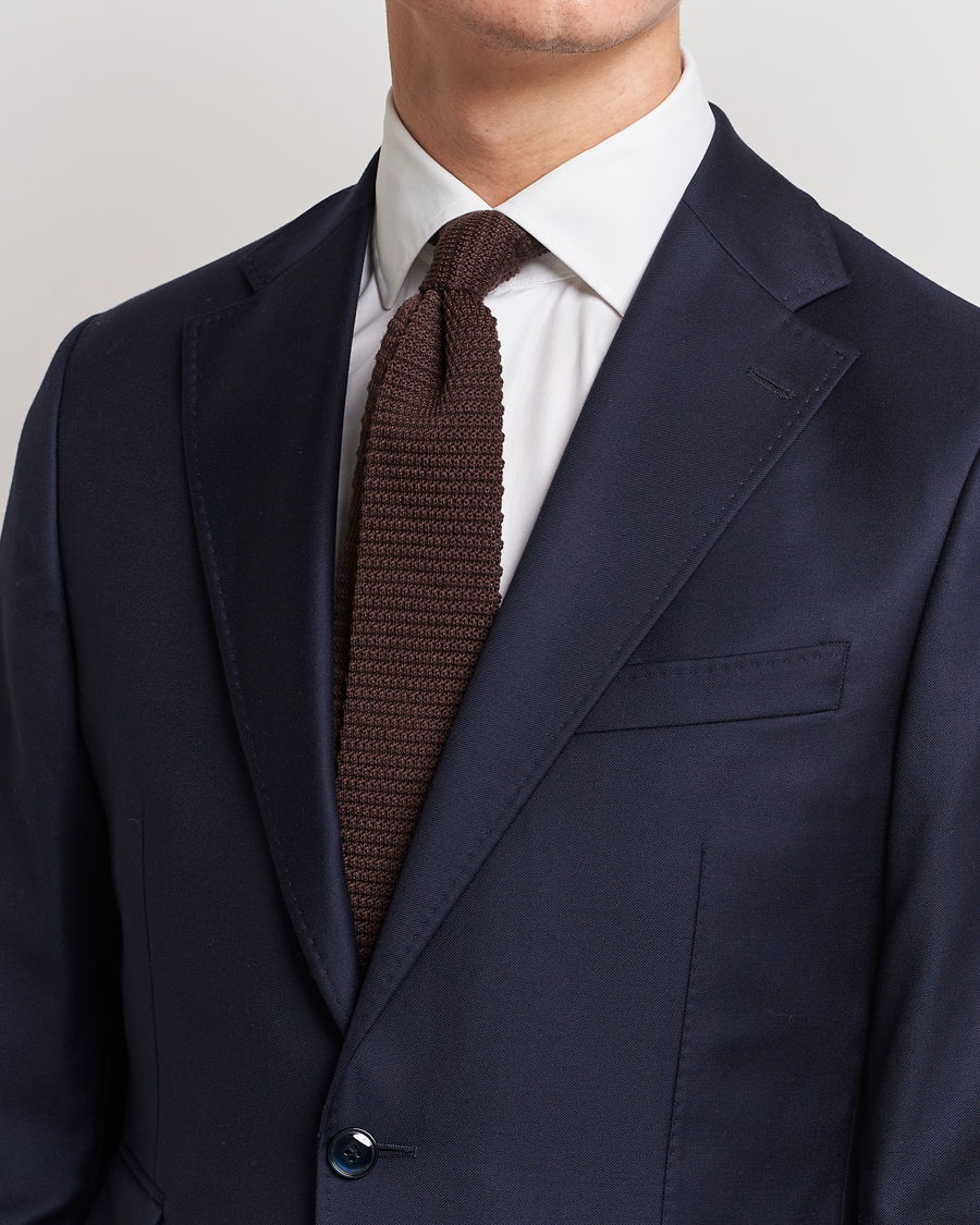 Homme | Amanda Christensen Wool Knitted 6cm Tie Brown | Amanda Christensen | Wool Knitted 6cm Tie Brown