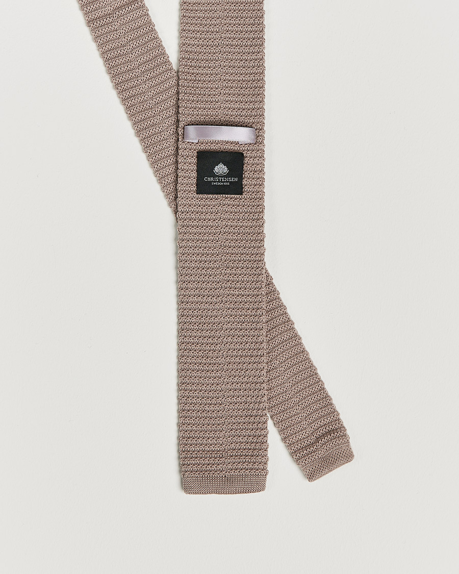 Homme |  | Amanda Christensen | Wool Knitted 6cm Tie Beige