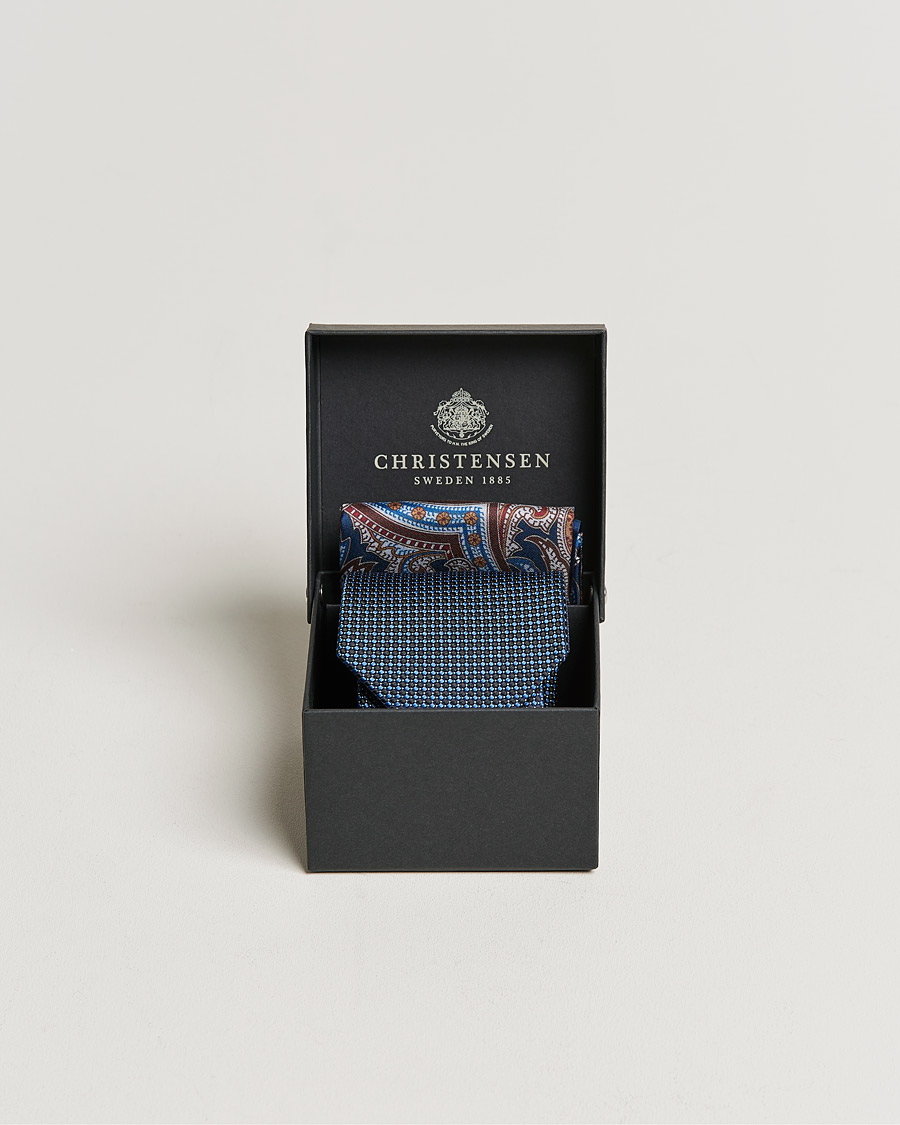 Homme | Amanda Christensen Box Set Silk 8 cm Paisley Tie And Pocket Square Navy | Amanda Christensen | Box Set Silk 8 cm Paisley Tie And Pocket Square Navy