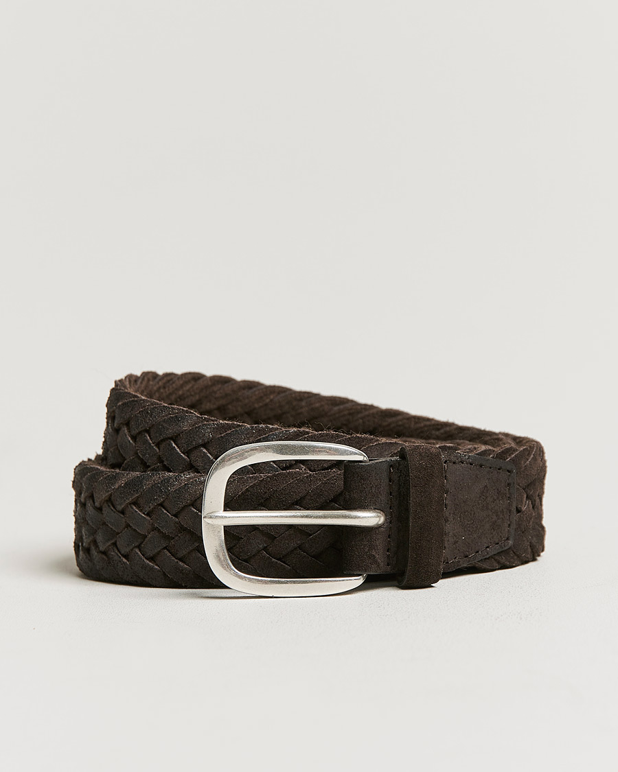 Homme | Orciani Braided Suede Belt 3,5 cm Dark Brown | Orciani | Braided Suede Belt 3,5 cm Dark Brown