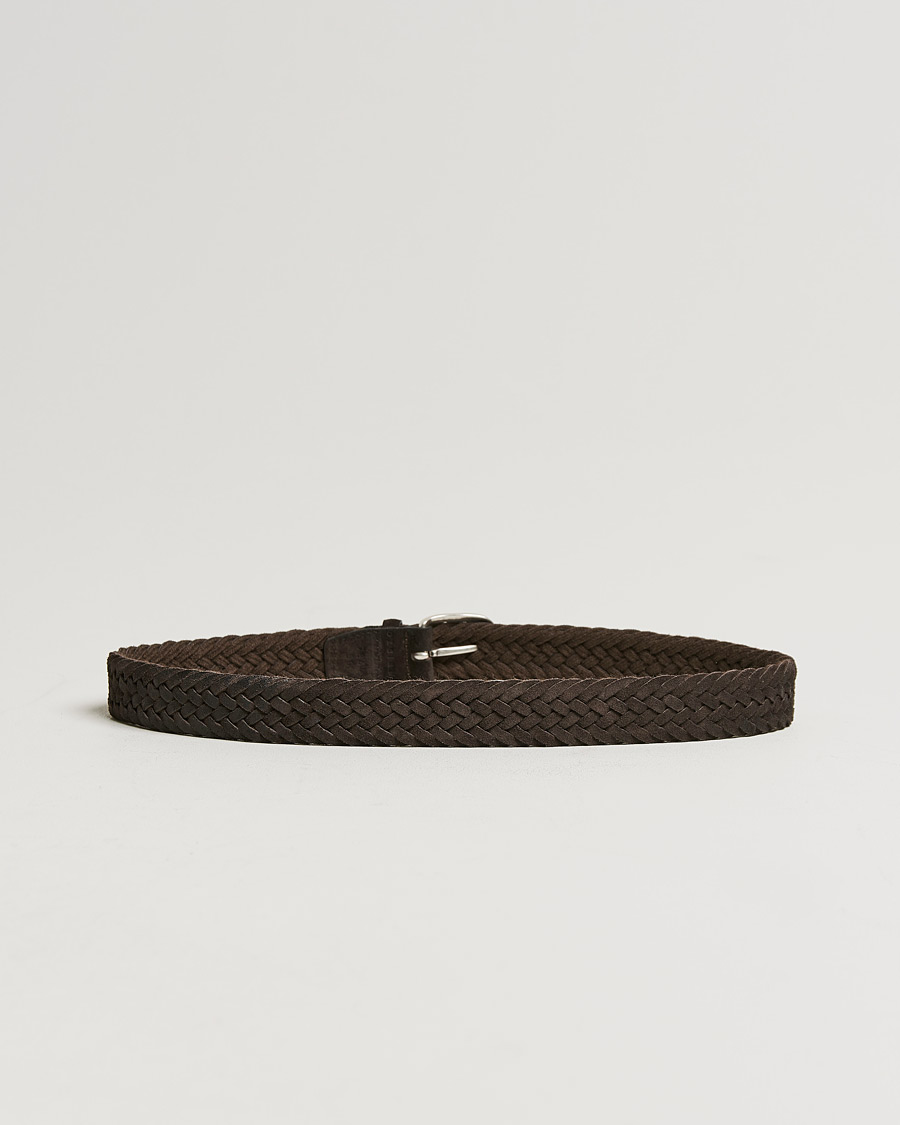 Homme | Orciani Braided Suede Belt 3,5 cm Dark Brown | Orciani | Braided Suede Belt 3,5 cm Dark Brown