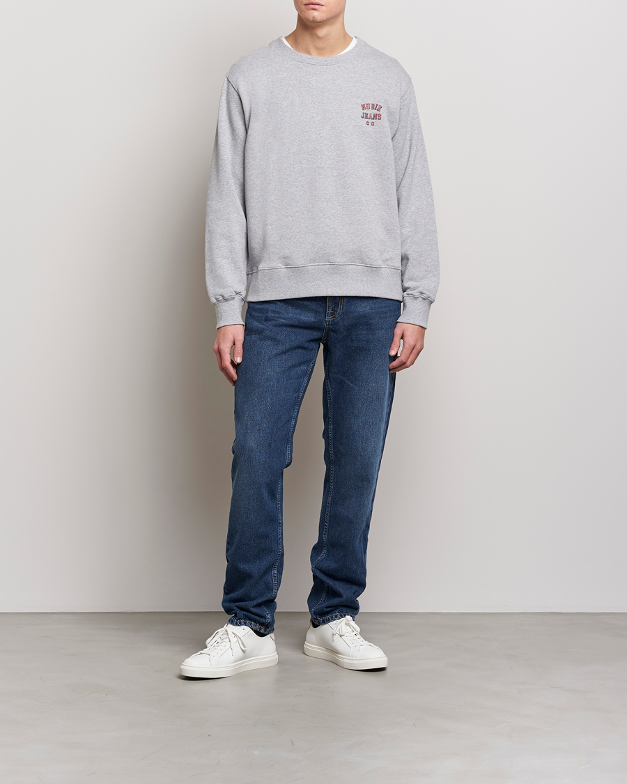 Homme | Pulls Et Tricots | Nudie Jeans | Frasse Logo Sweatshirt Grey melange