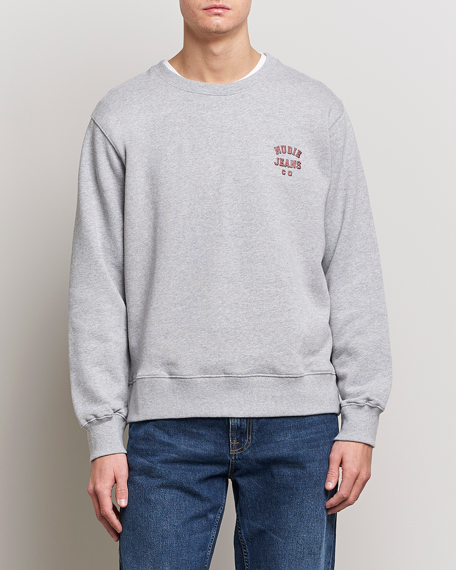 Homme | Pulls Et Tricots | Nudie Jeans | Frasse Logo Sweatshirt Grey melange