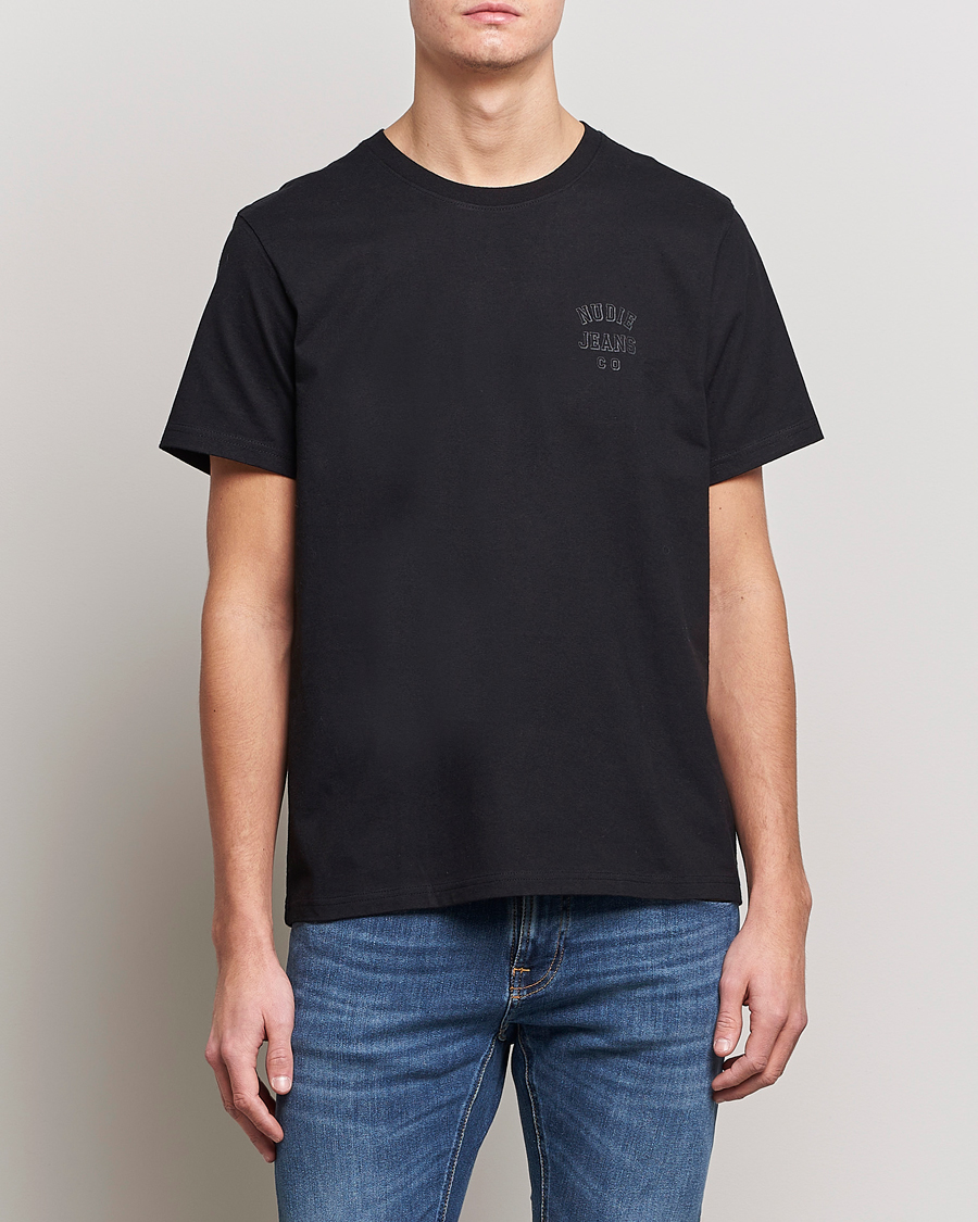 Homme | T-shirts | Nudie Jeans | Roy Logo Crew Neck Tee Black