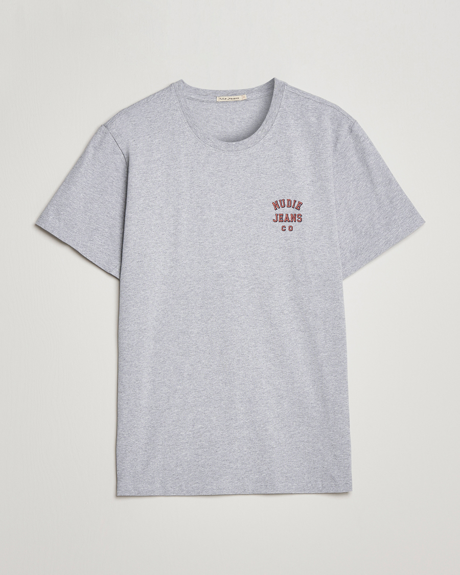 Homme | T-shirts | Nudie Jeans | Roy Logo Crew Neck Tee Grey melange