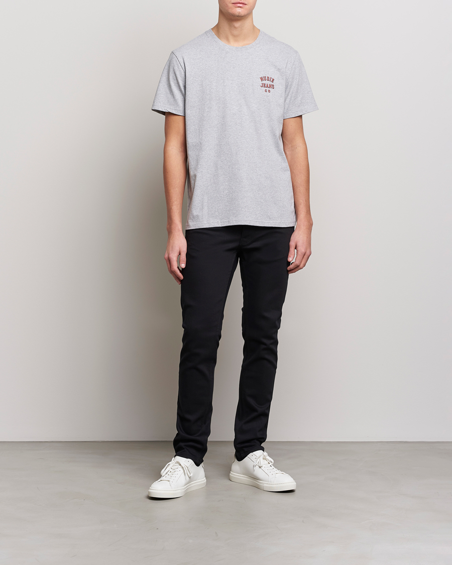 Homme | T-shirts | Nudie Jeans | Roy Logo Crew Neck Tee Grey melange