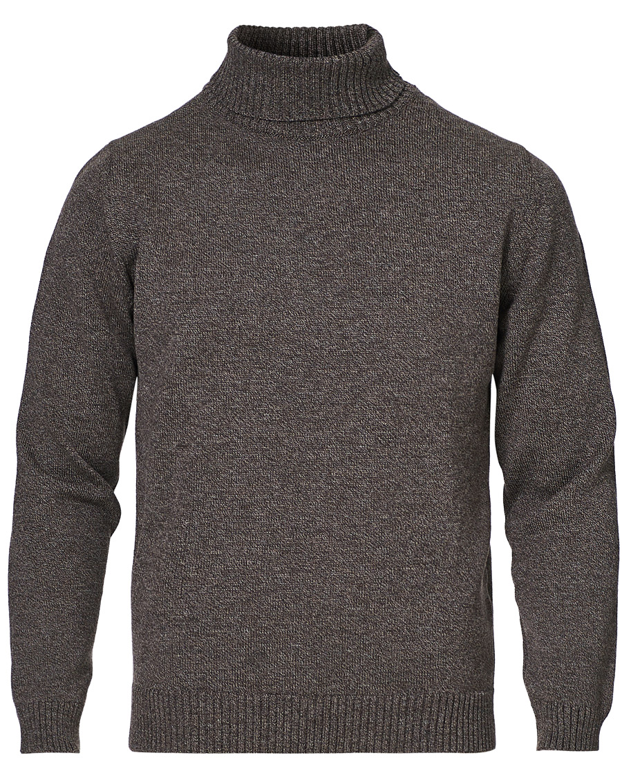 Homme | Pulls Et Tricots | Stenströms | Heavy Knitted Merino Rollneck Brown Mouliné