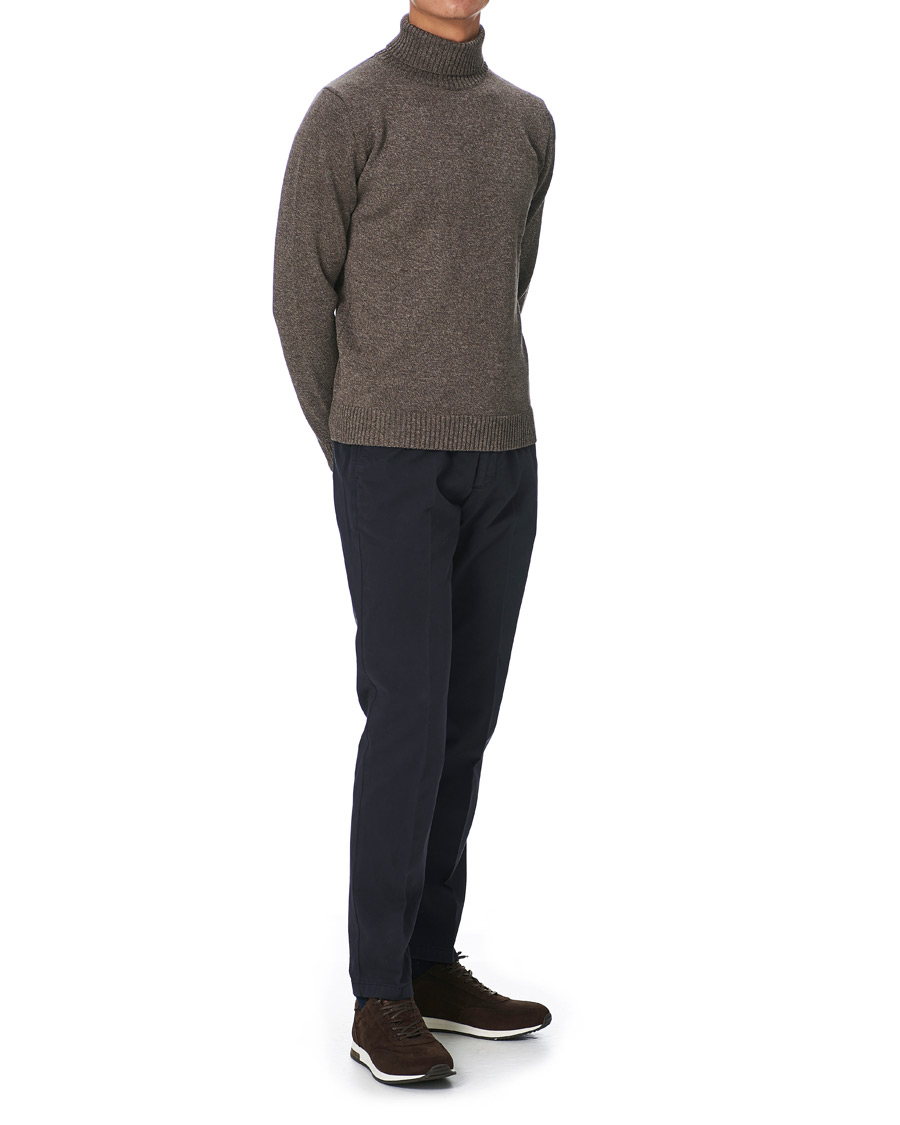 Homme | Pulls Et Tricots | Stenströms | Heavy Knitted Merino Rollneck Brown Mouliné