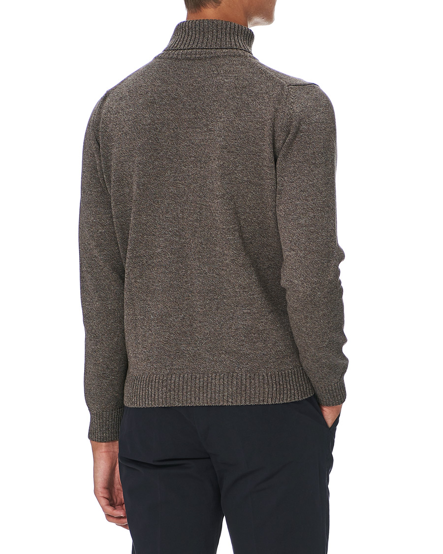 Homme | Pulls Et Tricots | Stenströms | Heavy Knitted Merino Rollneck Brown Mouliné
