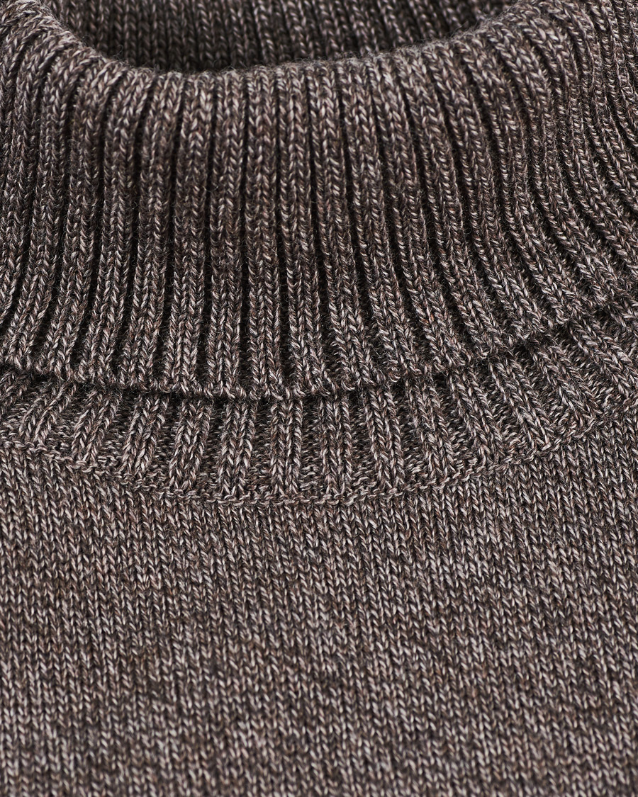 Homme | Pulls Et Tricots | Stenströms | Heavy Knitted Merino Rollneck Brown Mouliné