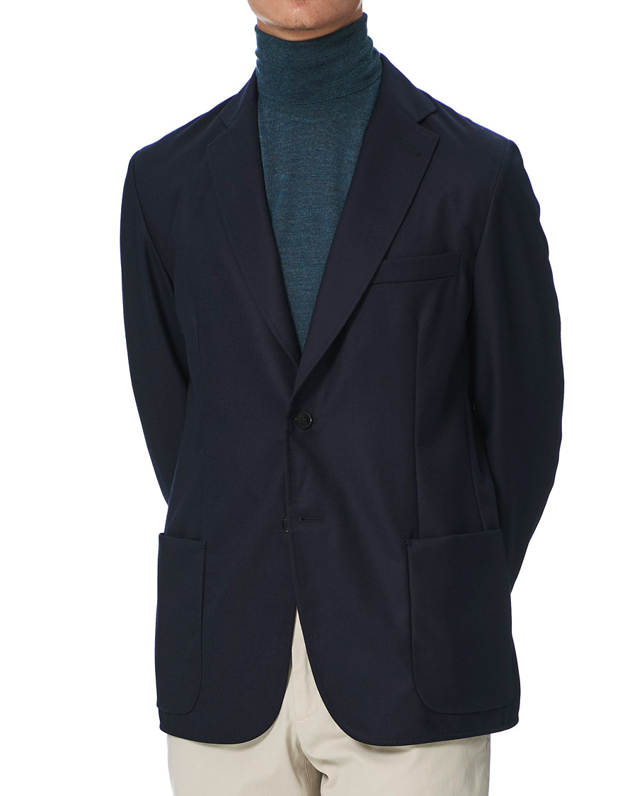 Homme | Blazers | Brioni | Deconstructed Flannel Blazer Navy
