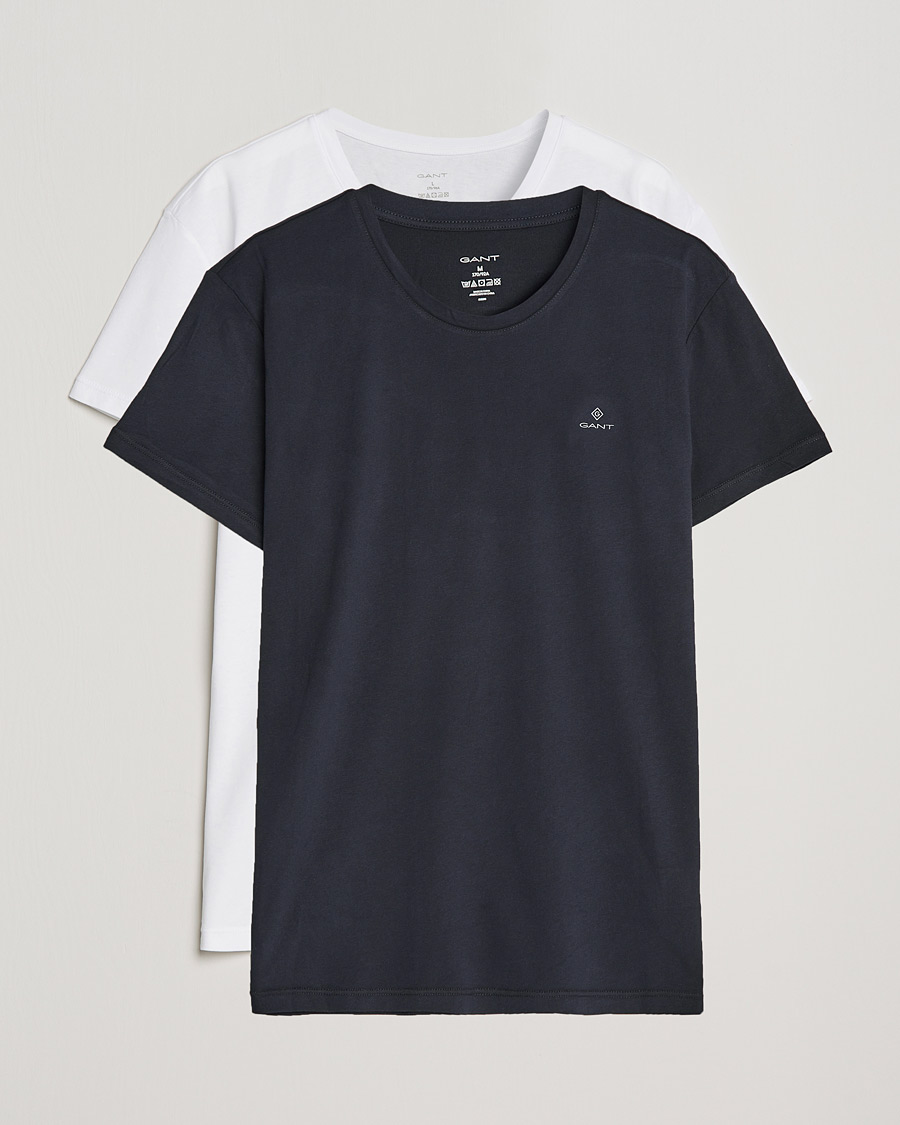 Homme | T-shirts | GANT | 2-Pack Crew Neck T-Shirt Black/White