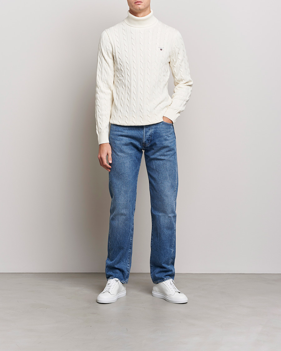 Homme | Pulls Et Tricots | GANT | Cotton Cable Turtleneck Cream
