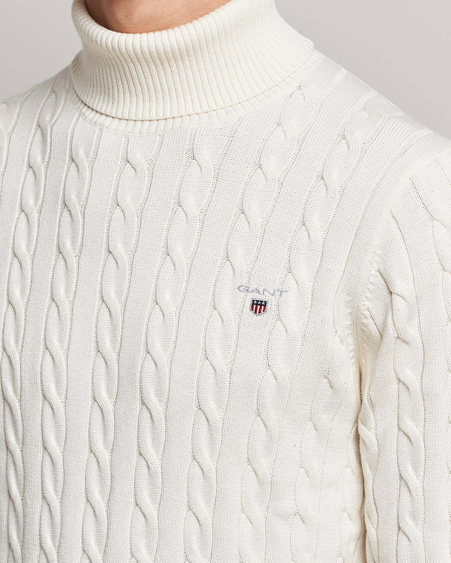 Homme | Pulls Et Tricots | GANT | Cotton Cable Turtleneck Cream