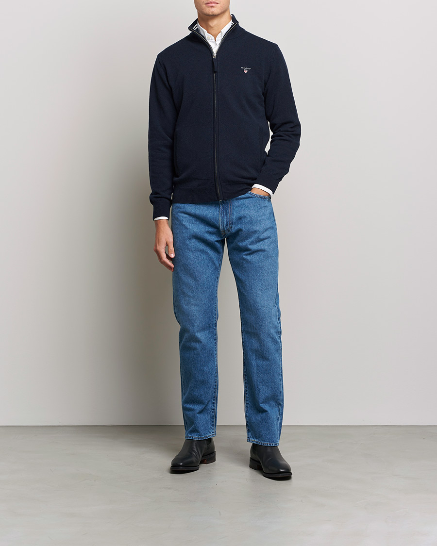 Homme | Pulls Et Tricots | GANT | Lambswool Full Zip Marine