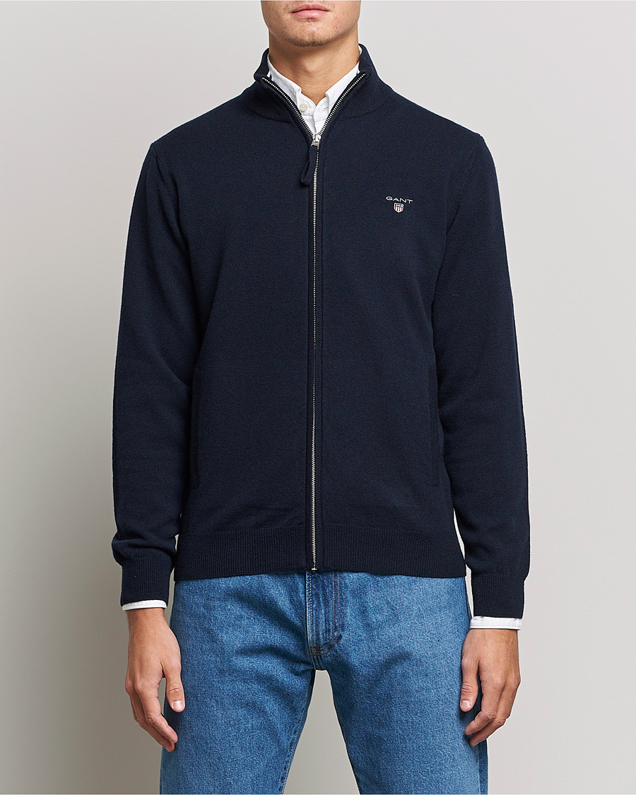 Homme | Pulls Et Tricots | GANT | Lambswool Full Zip Marine